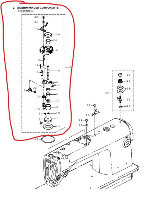Bobinoir canette complet JUKI DDL 7000A-7