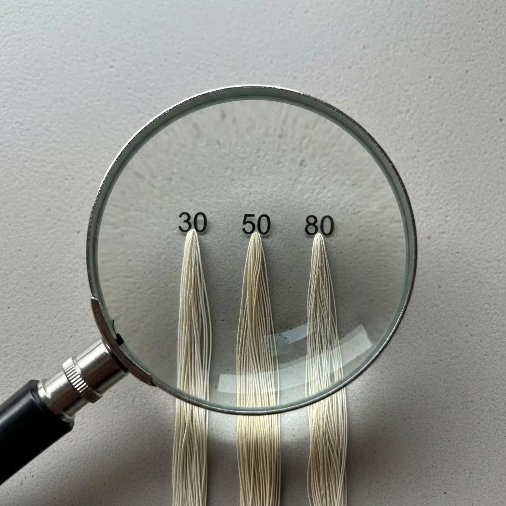 Comparaison visuelle épaisseurs fils