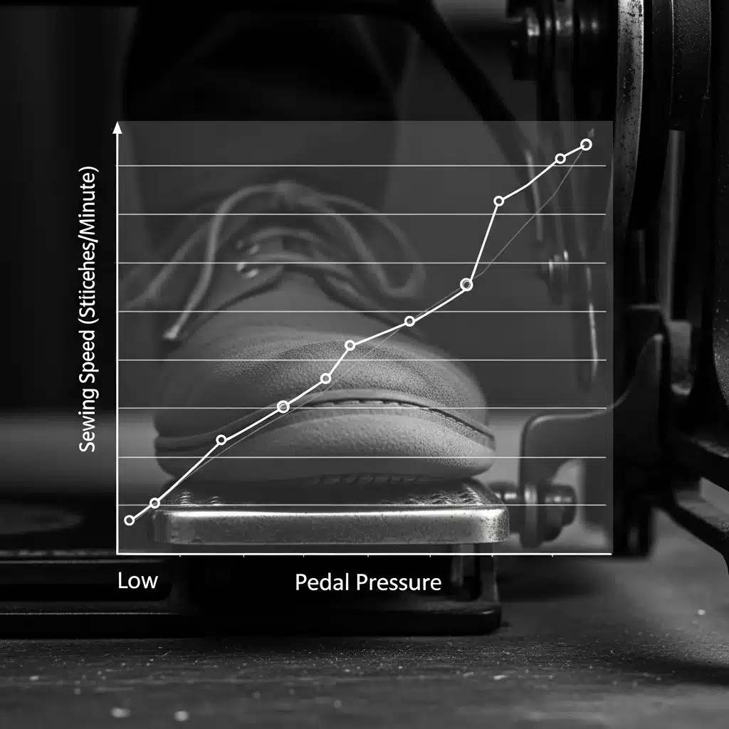 Pied pédale machine, graphe vitesse/pression