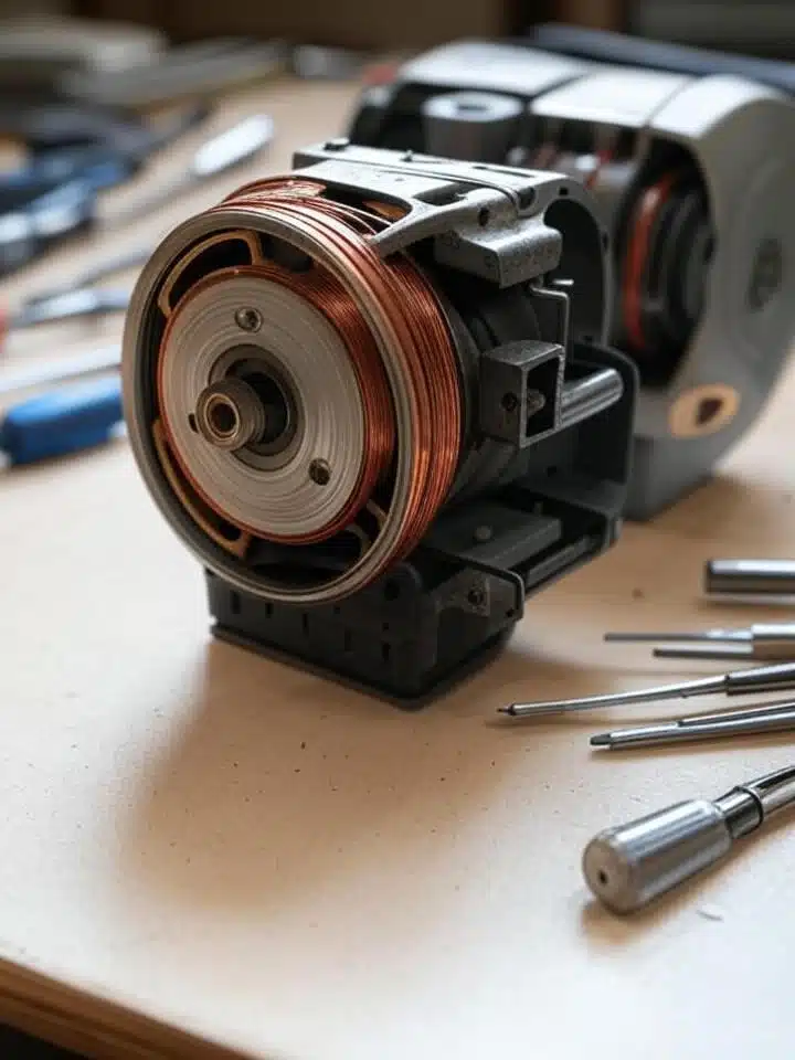 Moteur machine à coudre démonté