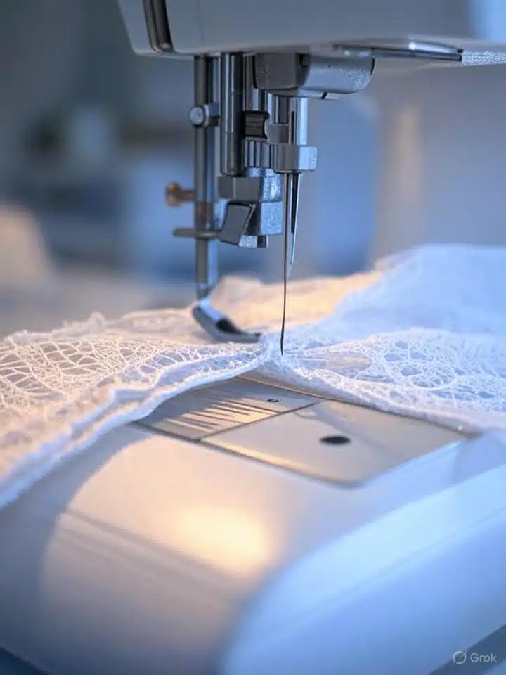 Surjeteuse lingerie cousant dentelle