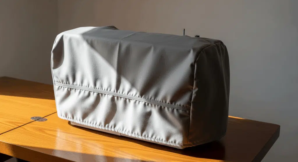 Machine à coudre protégée du soleil