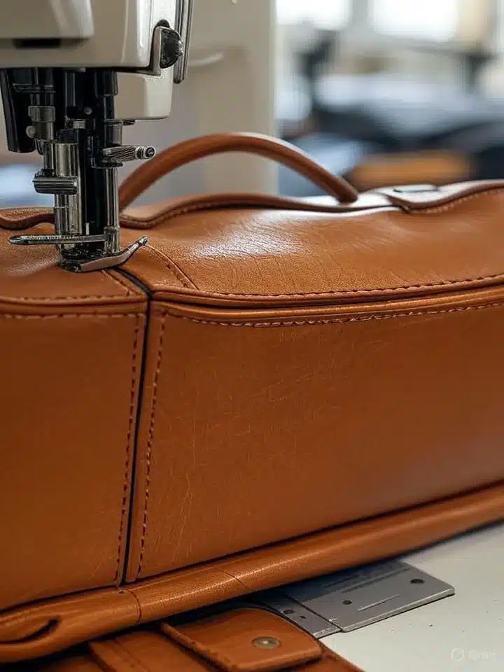 Bras libre machine à coudre travaillant le cuir