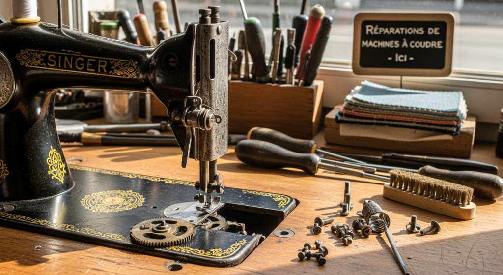 Singer démontée sur établi