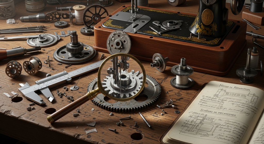 Machine à coudre démontée