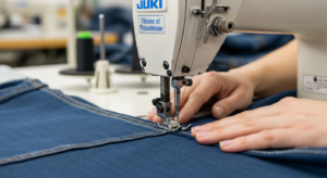 Juki cousant du jean