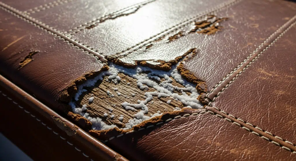 Siège bateau cuir craquelé sel