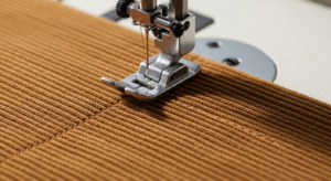 Couture de velours côtelé sans fronces avec pied double entraînement